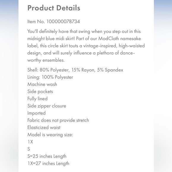 NWOT ModCloth Women’s Sway This Way Navy Skirt w/ Stripe size Large - Picture 12 of 12